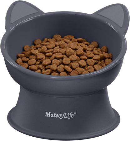 Raised Cat Bowls, Cat Food Bowl Elevated for Kittens & Small Dogs, 15°Tilted Protect Pets' Neck and anti Vomiting, Whisker Friendly Food & Water Feeding Bowl, 6 Oz Each - Blue
