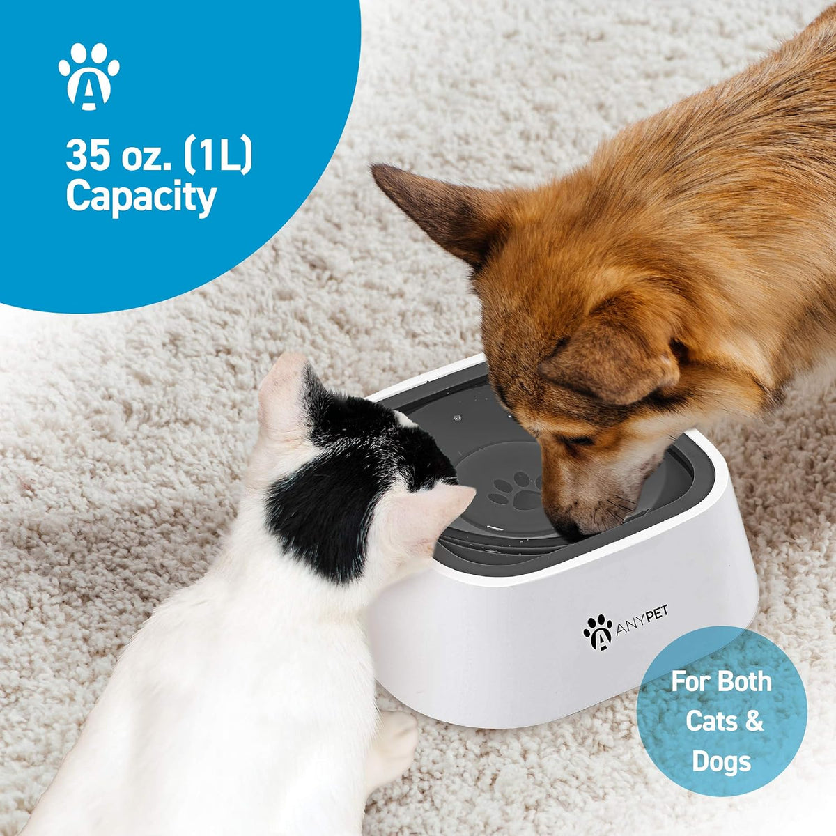No-Spill Dog Water Bowl, Anti-Splash Pet Slow Drinking Water Feeder, Spill Proof Travel Bowls for Large Medium Small Dogs and Cats