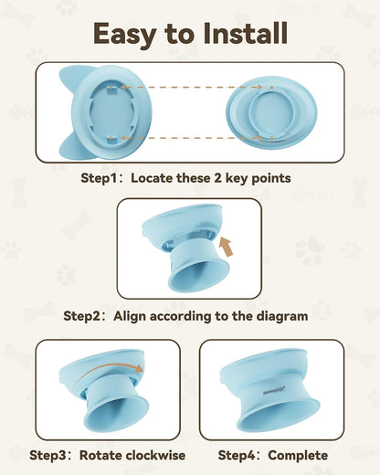 Raised Cat Bowls, Cat Food Bowl Elevated for Kittens & Small Dogs, 15°Tilted Protect Pets' Neck and anti Vomiting, Whisker Friendly Food & Water Feeding Bowl, 6 Oz Each - Blue