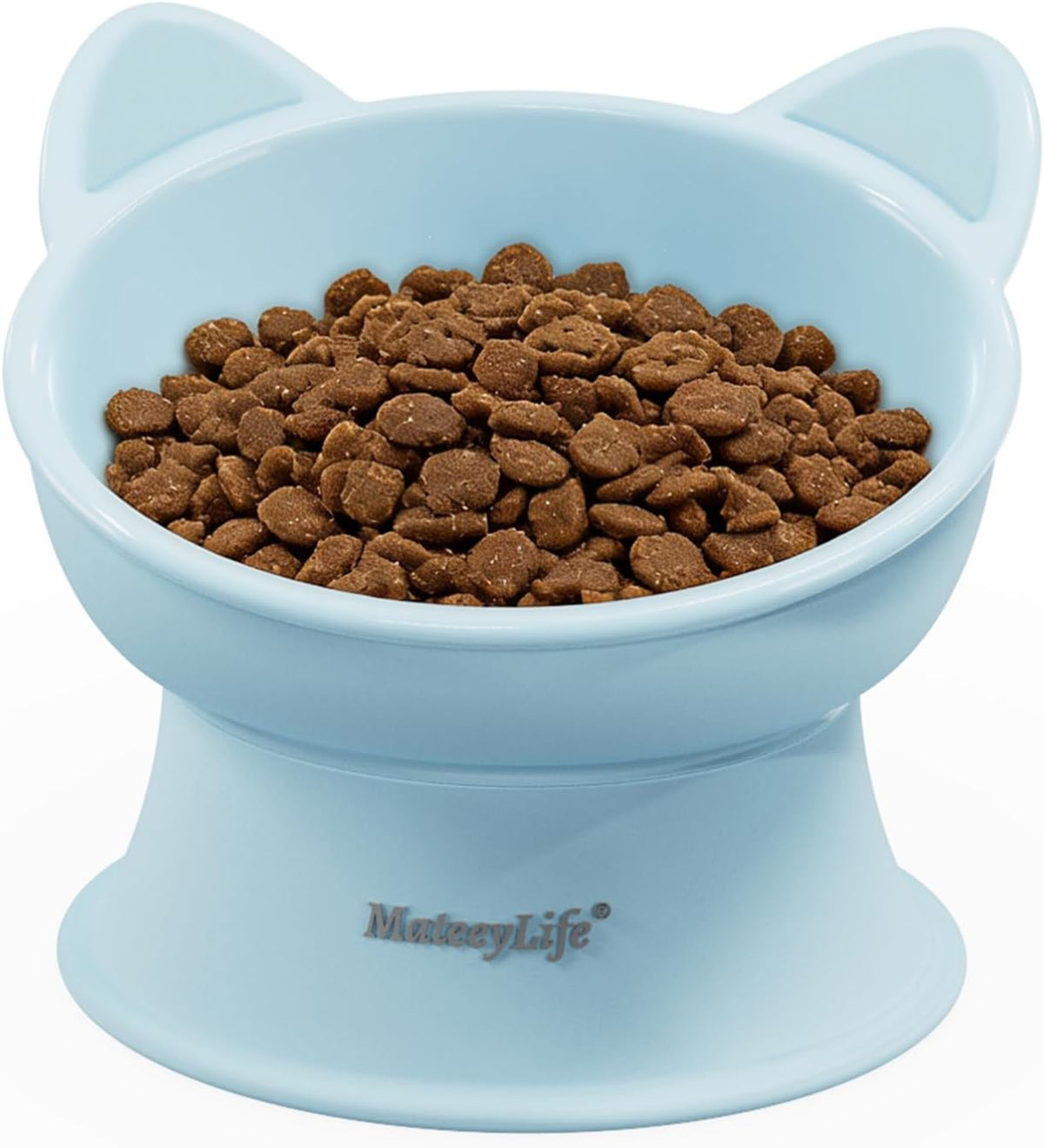 Raised Cat Bowls, Cat Food Bowl Elevated for Kittens & Small Dogs, 15°Tilted Protect Pets' Neck and anti Vomiting, Whisker Friendly Food & Water Feeding Bowl, 6 Oz Each - Blue